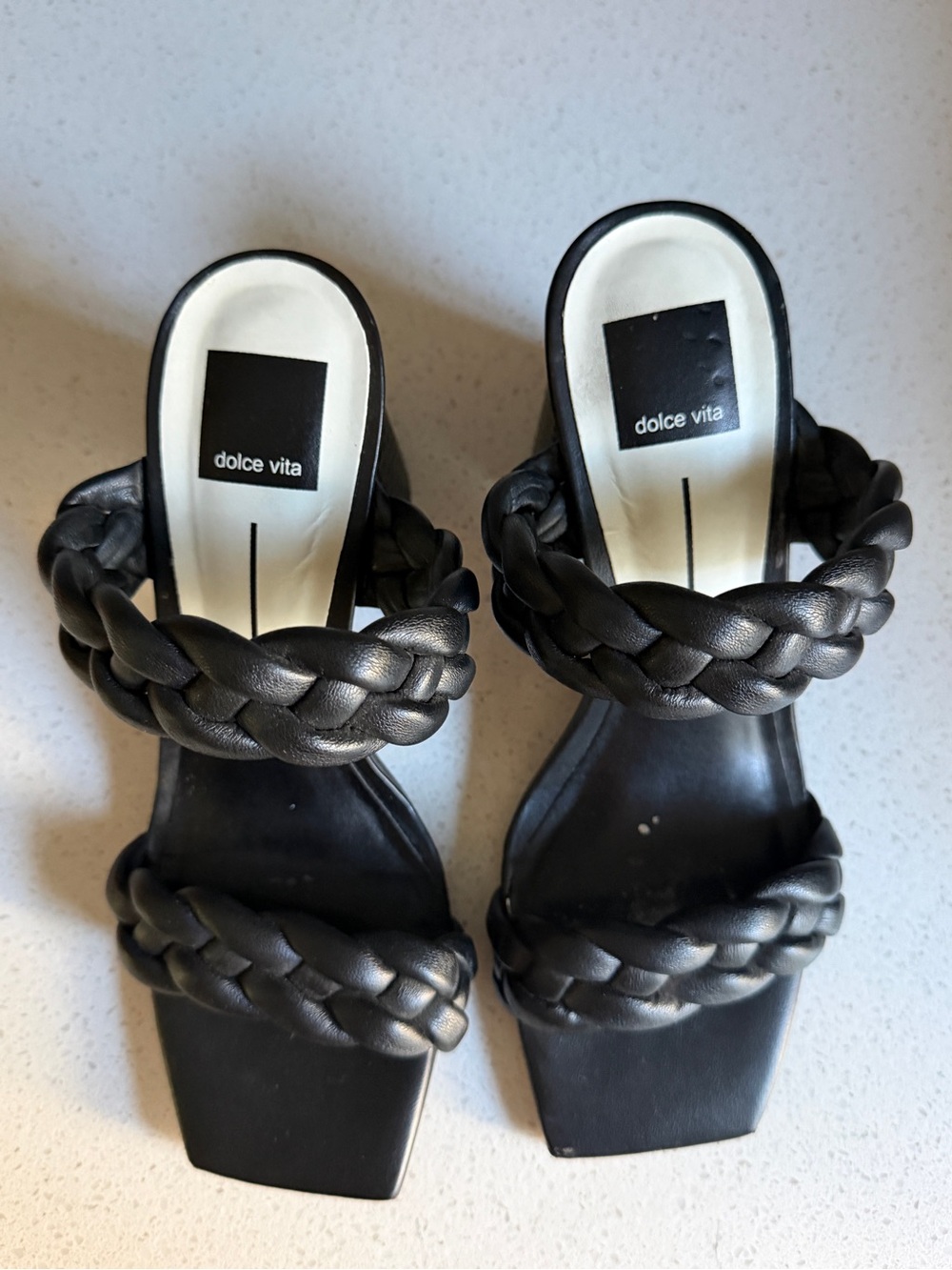 Dolce Vita Black Braided Double-Strap Slide Mules